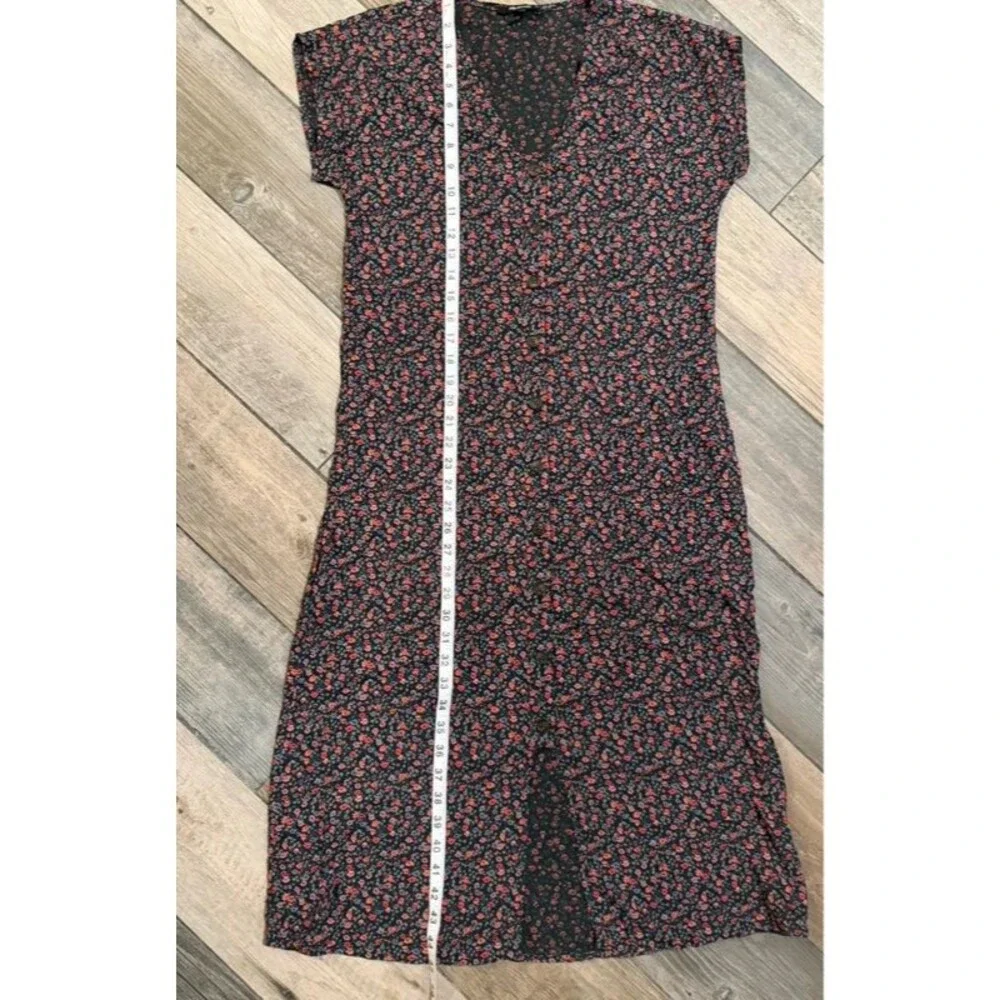 Madewell Black Floral Button Dress Size XXS